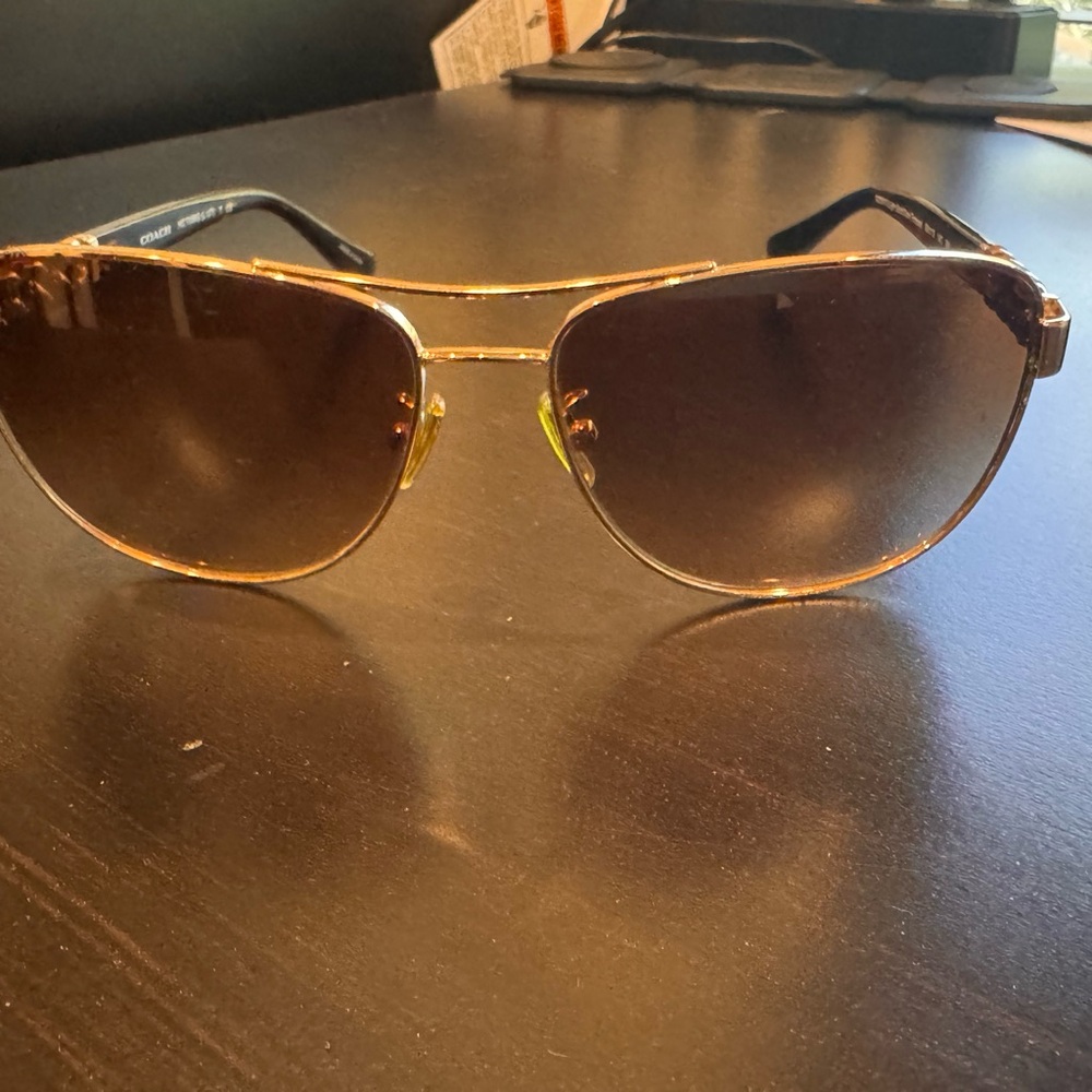 Aviator Sunglasses - Gold Frame with Brown Lenses - Picture 1 of 4